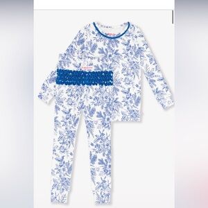 Toddler girl Blue Toile Rufflebutts Pajamas